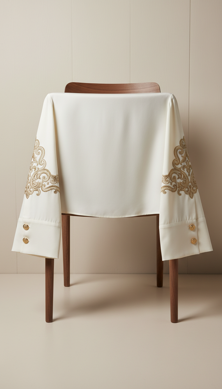 Ivory Silk Blouse with Gold Cuff